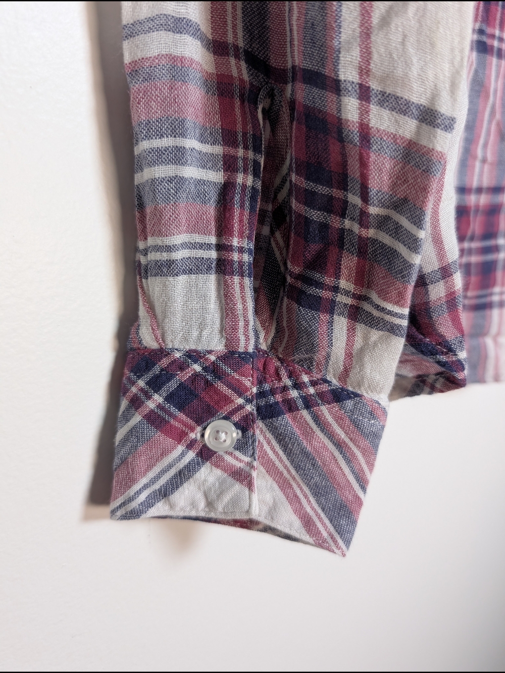 Rails Linen Blend Plaid Button Down Shirt XS Coastal Casual Lightweight - Picture 6 of 7